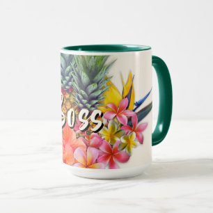 Mug Cadeau de boss tropical hibiscus ananas