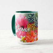 Mug Cadeau de boss tropical hibiscus ananas (Devant gauche)
