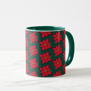 Mug Cadeau de café Poinsettias de Noël Rouge