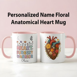 Mug Cadeau de chirurgie du cœur anatomique floral pers