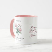 Mug Cadeau de chrysanthème, fleur du mois de naissance (Devant gauche)
