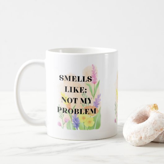 Mug Cadeau de citation drôle “Ça sent comme pas mon pr (Avec donut)
