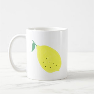 Mug Cadeau de citron jaune dessiné à la main mignon