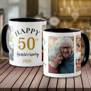 Mug Cadeau de collage photo 5 pour le 50e anniversaire