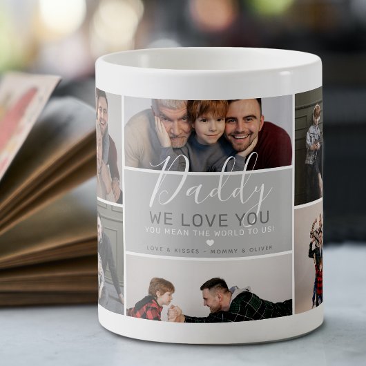 Mug Cadeau de collage photo de papa moderne mignon