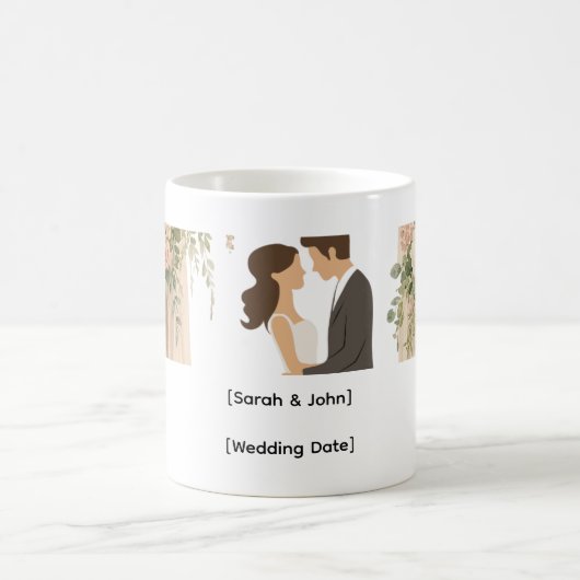 Mug Cadeau de Couple Mariés Fleuris (Centre)