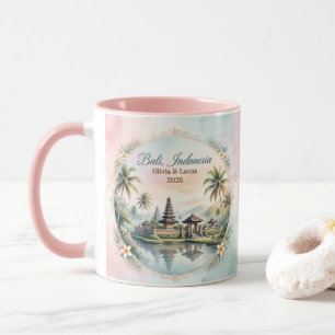 Mug Cadeau de couple personnalisé pastel vintage Bali