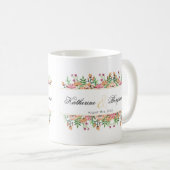 Mug Cadeau de date de mariage floral pêche (Devant droit)