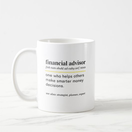 Mug Cadeau de définition de conseiller financier drôle (Gauche)