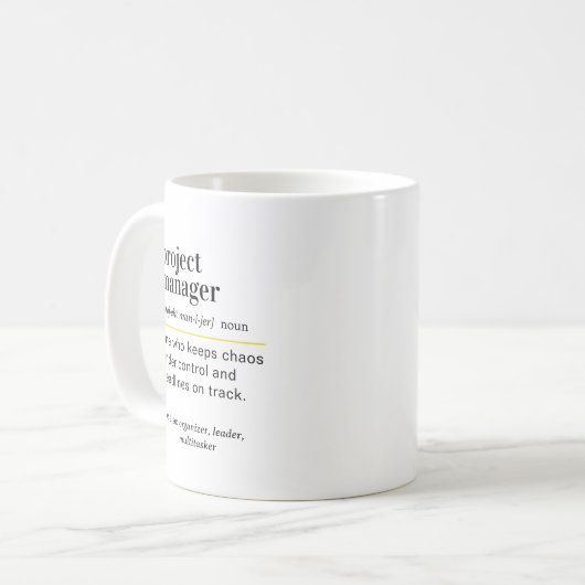Mug Cadeau de définition d'un chef de projet drôle (Devant gauche)