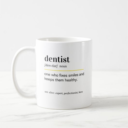 Mug Cadeau de définition d'un dentiste drôle (Gauche)