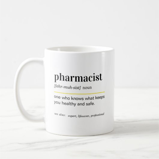 Mug Cadeau de définition d'un pharmacien drôle (Gauche)