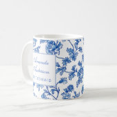 Mug Cadeau de demoiselle d'honneur en chinoiserie bleu (Devant gauche)