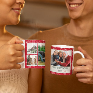 Mug Cadeau de famille multi-photos en rouge de Noël Do