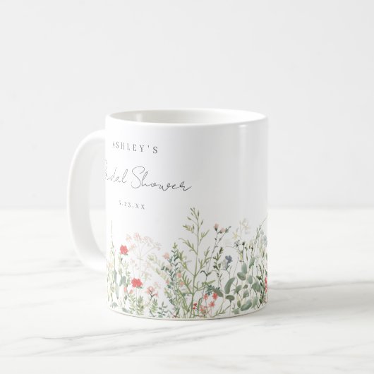 Mug Cadeau de fête de mariage champêtre de fleurs sauv (Devant gauche)