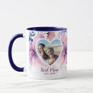 Mug Cadeau de fête des mères photo cœur floral rose do
