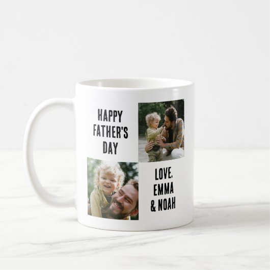 Mug Cadeau de fête des pères pour lui, Custom 2 Photo (Gauche)