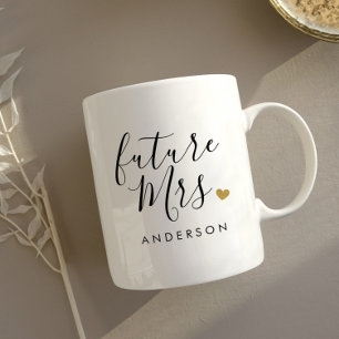 Mug Cadeau de fiançailles Future Mrs. Cœur en or moder