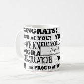 Mug Cadeau de graduation blanc et noir (Devant gauche)