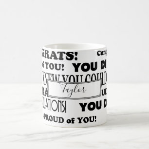 Mug Cadeau de graduation blanc et noir