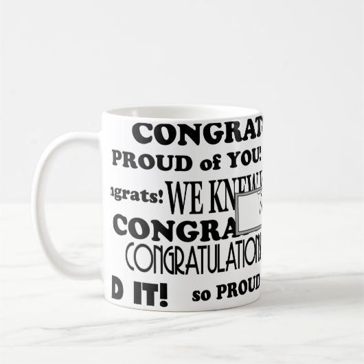 Mug Cadeau de graduation blanc et noir (Gauche)
