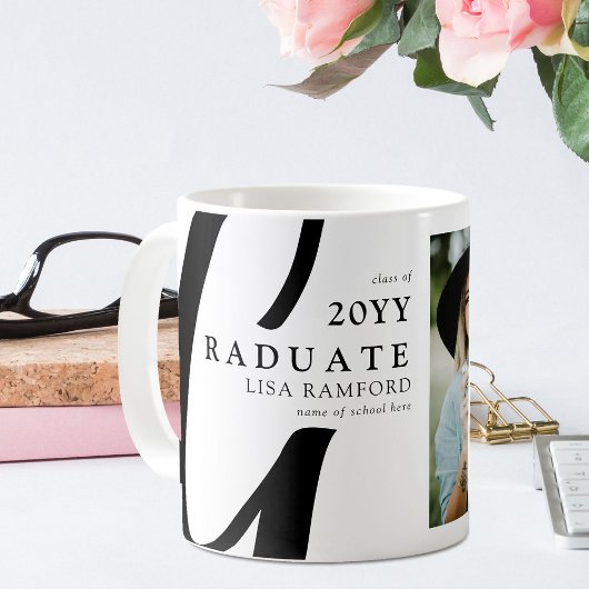 Mug Cadeau de graduation photo minimal Script Graduate