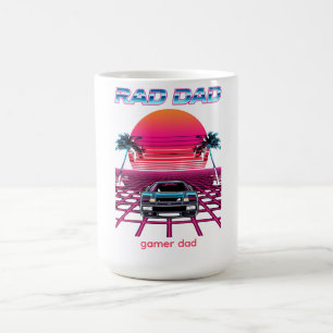 Mug Cadeau de grille néon de voiture synthwave Rad Dad