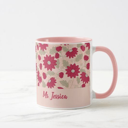Mug Cadeau de l’enseignant personnalisé, marguerite ro (Droite)