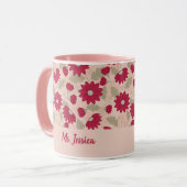 Mug Cadeau de l’enseignant personnalisé, marguerite ro (Devant gauche)