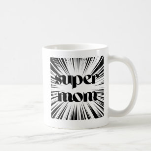 Mug Cadeau de la Fête des Mères, Super Maman, Noir et 