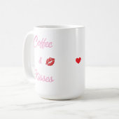 Mug Cadeau de la Saint-Valentin Café et Baisers avec T (Devant gauche)