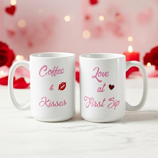 Mug Cadeau de la Saint-Valentin Café et Baisers avec T