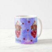 Mug Cadeau de la Saint-Valentin Chien Dachshund Brun B (Devant droit)