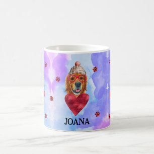 Mug Cadeau de la Saint-Valentin Chien Retriever doré P