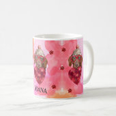 Mug Cadeau de la Saint-Valentin Chien Teckel Brun Rose (Devant droit)