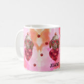 Mug Cadeau de la Saint-Valentin Chien Teckel Brun Rose (Devant gauche)