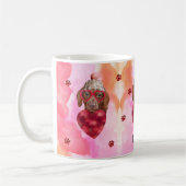 Mug Cadeau de la Saint-Valentin Chien Teckel Brun Rose (Gauche)