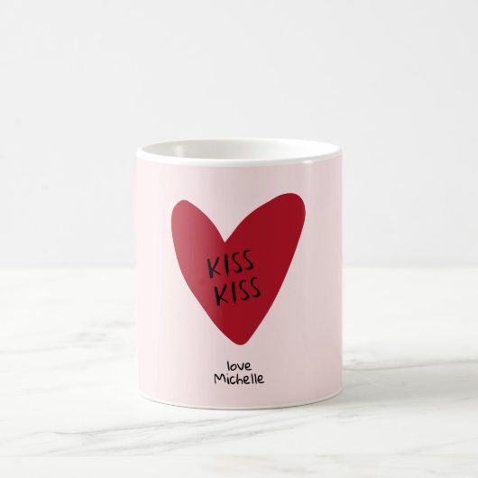 Mug Cadeau de la Saint-Valentin, coeur rouge sur le bg (Centre)