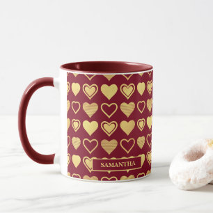 Mug Cadeau de la Saint-Valentin Cœurs Luxe Bourgogne P