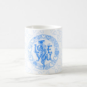 Mug Cadeau de la Saint-Valentin Love You Fantasy Blue