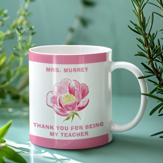 Mug Cadeau de l'enseignant de Merci rose