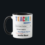 Mug Cadeau de l'enseignant de musique<br><div class="desc">Customisez cette drôle de coutume meilleure tasse cadeau pour enseignant pour faire un cadeau qu'ils aimeront. Un grand cadeau pour les enseignants de l'école à domicile,  les enseignants aides et professeurs.</div>