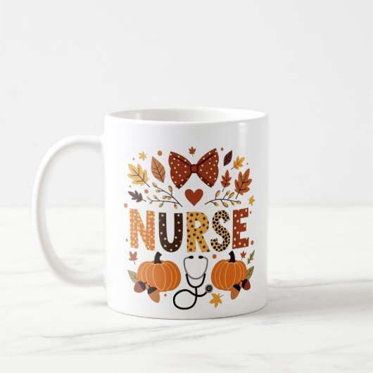 Mug Cadeau de l'infirmière d'automne - Citrouille mign (Gauche)