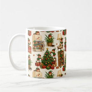 Mug Cadeau de lutin de Noël Café Arbre de Fêtes, Vinta