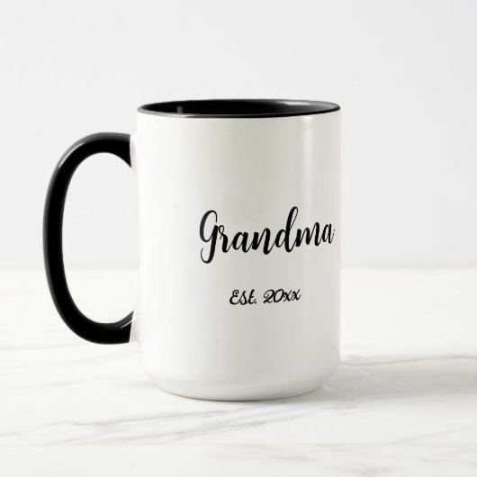 Mug Cadeau de Mamie Noir Blanc Année de Création (Gauche)
