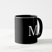 Mug Cadeau de mariage de naissance noir et blanc Monog (Devant droit)