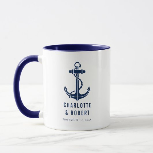 Mug Cadeau de mariage de plage d'ancre de bateau moder (Gauche)