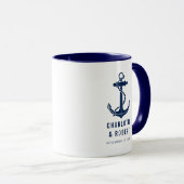 Mug Cadeau de mariage de plage d'ancre de bateau moder (Devant droit)