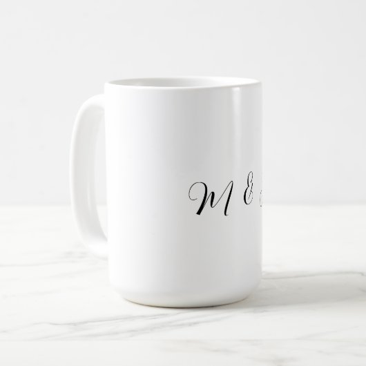 Mug Cadeau de mariage écriture initiale de monogramme  (Devant gauche)