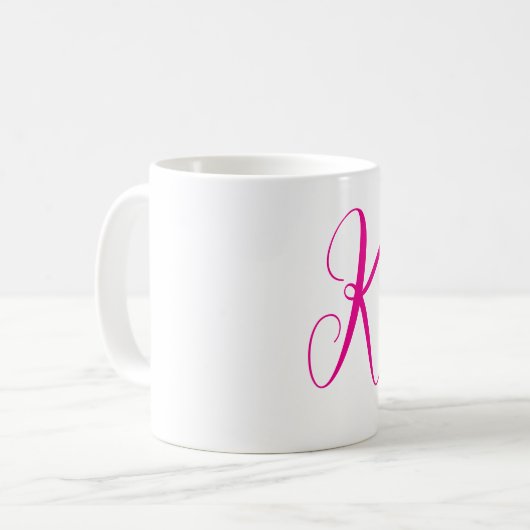 Mug Cadeau de mariage initiale lettre monogramme rose  (Devant gauche)